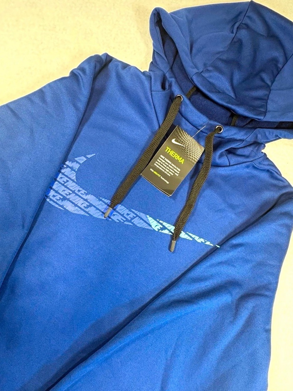 Nike Blue Therma Pullover Hoodie with Swoosh Logo